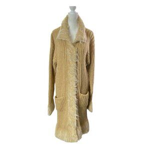 PERUVIAN TRADING Sweater Cardigan Duster 100% Virgin Wool Tan M 81-8